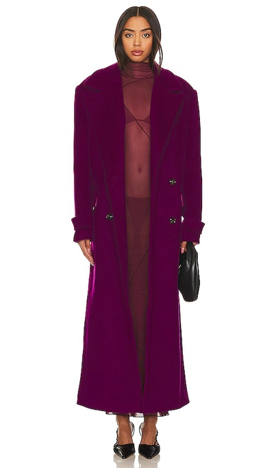 Camila Coelho Agatha Double Breasted Coat In Purple
