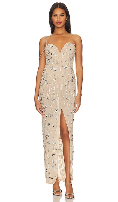 Camila Coelho Tonia Embellished Maxi Dress In Neutral