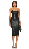 Retroféte Charlize Strapless Coated Knit Bodycon Midi Dress In Black