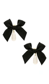Petit Moments Bow Drop Pearl Earrings In Black