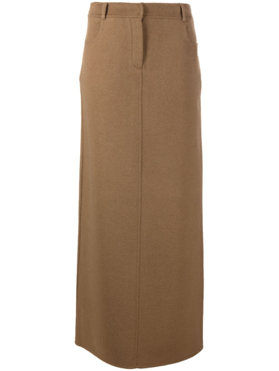 The Frankie Shop Frankie Shop Womens Camel Malvo Split-hem Wool-blend Maxi Skirt In Brown