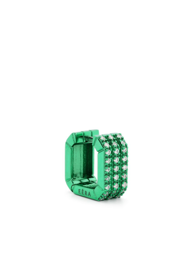 Eéra 18k White Gold Candy Diamond Hoop Earring In Green