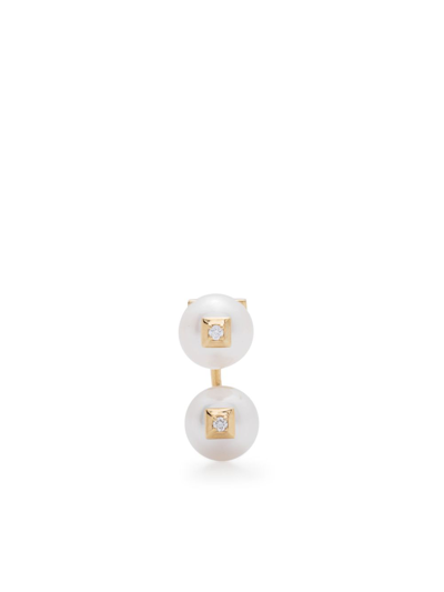 Eéra 18kt Yellow Gold Double Pearl And Diamond Earring