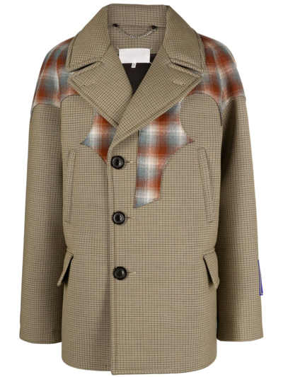 MAISON MARGIELA BROWN PENDLETON CHECKED PEACOAT