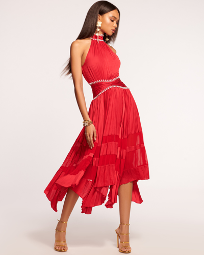 Ramy Brook Alora Embellished Midi Dress In Soiree Red
