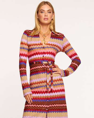 Ramy Brook Galilea Chevron Knit Midi Dress In Holiday Chevron