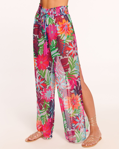 Ramy Brook Lancaster Multi-flower Printed Trousers In Tropical Flower