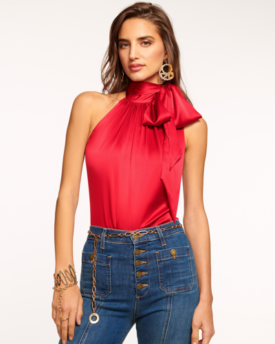 Ramy Brook Lori High Neck Tank Top In Red