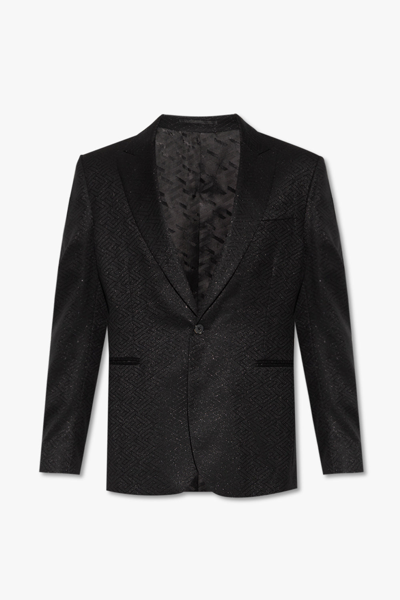 Versace Man Black Wool Blend Blazer In New