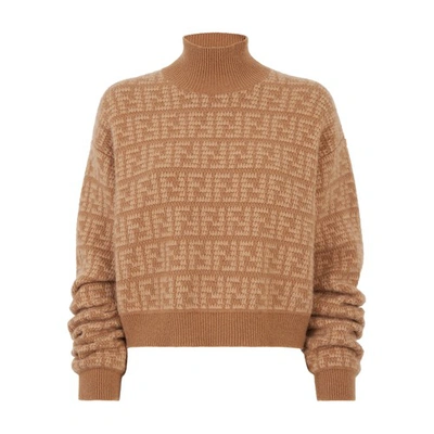 Fendi High-neck Sweater In Marron