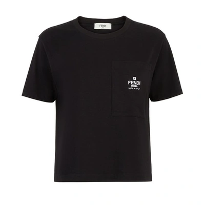 Fendi Crew Neck T-shirt With Logo In Black