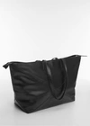 Mango Sac Shopper Cuir In Noir