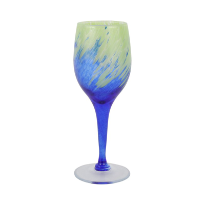 Vietri Nuvola Wine Glass In Green Blue