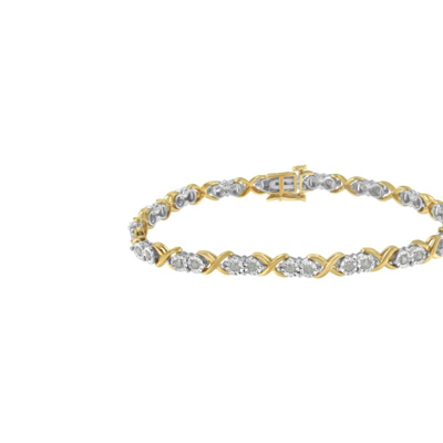 Haus Of Brilliance 2 Micron 14kt Yellow Gold Plated Sterling Silver Diamond X Link Bracelet