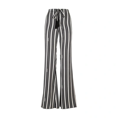 Fendi Straight Silk Trousers In Black,white