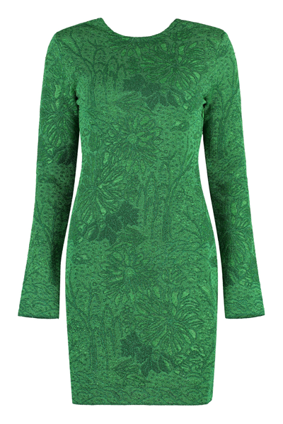 Givenchy Dress In Lurex With Floral Jacquard In Green
