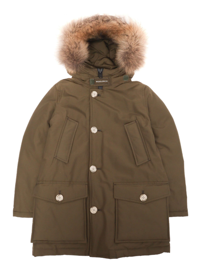 Woolrich Kids' Arctic Parka With Detachable Real Fur In Blue