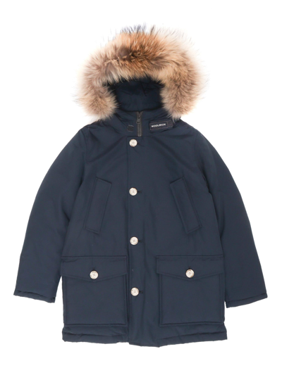 Woolrich Kids' Arctic Parka With Detachable Real Fur In Green