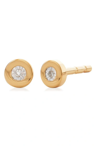 Monica Vinader Linear Diamond Stud Earrings In Gold