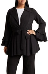 By Design Carmen Tie Ruffle Cuff Blazer In Black