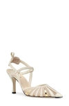 Fendi Leather And Mesh High-heeled Slingbacks In Cream Gold