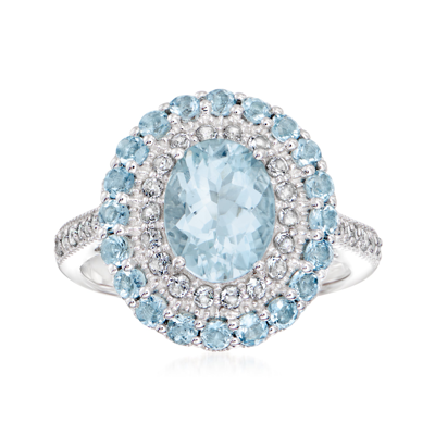 Ross-simons Aquamarine Ring With Multi-gemstones In Sterling Silver