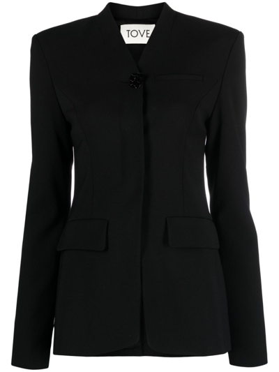 Tove Rhea Tie-detailed Stretch-crepe Jacket In Black