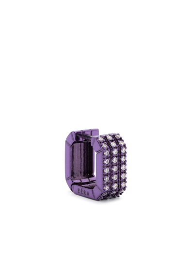 Eéra 18k White Gold Candy Diamond Hoop Earring In Purple