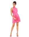 Mac Duggal Pleated Halter Neck Mini Dress In Pink