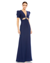 IEENA FOR MAC DUGGAL PUFF SLEEVE EMBELLISHED CUTOUT EVENING GOWN