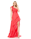 MAC DUGGAL RUFFLED ONE SHOULDER ASYMMETRICAL GOWN