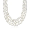 Ross-simons 6-12mm Shell Pearl Graduated 3-strand Necklace With Sterling Silver In Multi
