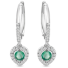 Pompeii3 5/8ct Tw Emerald Lever Back Dangle Hoops White Gold Heart Earrings 3/4" Tall In Multi