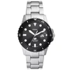 Fossil Men's Blue Dive Three-hand Date Silver-tone Stainless Steel Watch 42mm In Black