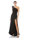 Ieena For Mac Duggal Sequined Bow One-shoulder Gown In Black