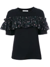 VIVETTA VIVETTA RUFFLED T-SHIRT - BLACK,74VV258CHENGD12206419