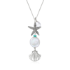 ROSS-SIMONS 6-6.5MM AND 14MM CULTURED PEARL AND SIMULATED TURQUOISE SEA LIFE Y-NECKLACE IN STERLING SILVER