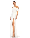 Mac Duggal Off-the-shoulder Shirred Jersey Gown In White