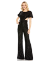 IEENA FOR MAC DUGGAL SEQUINED PUFF SHOULDER ILLUSION CUT OUT JUMPSUIT