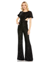 Mac Duggal Sequined Spaghetti Strap Cut Out Jumpsuit Dress In Black