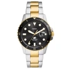 Fossil Blue Two-tone Stainless Steel Bracelet Watch, 42mm In Black