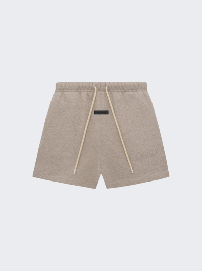 Essentials Fear Of God  Mens Gold Heather  Brand-patch Cotton-blend Shorts In Core Heather