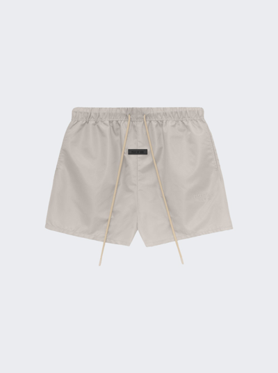 Essentials Fear Of God  Mens Cloud Dancer  Running Brand-patch Shell Shorts In Silver Cloud