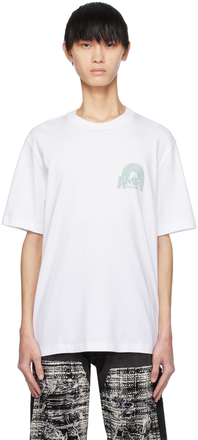 Amiri White ' Records' T-shirt In White/mint