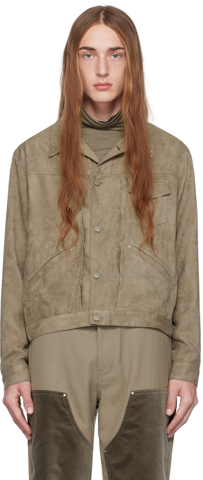 Youth Gray Pleated Faux-suede Jacket In Grey Beige