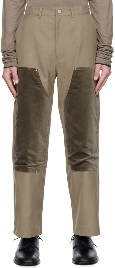 Youth Beige Panel Trousers In Dark Beige