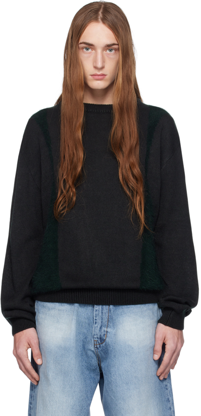 Youth Green Curved Sweater In Deep Green