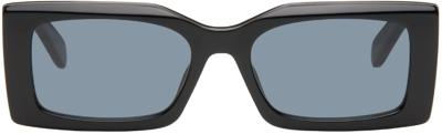 Stella Mccartney Black Rectangular Sunglasses In Shiny Black / Smoke