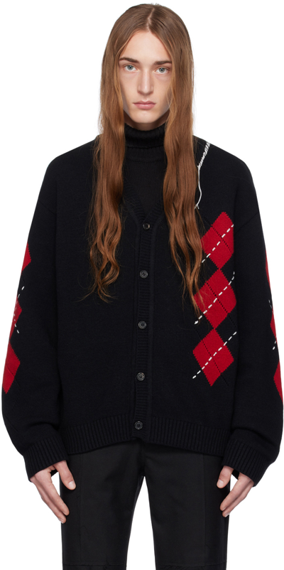 Youth Black Argyle Cardigan