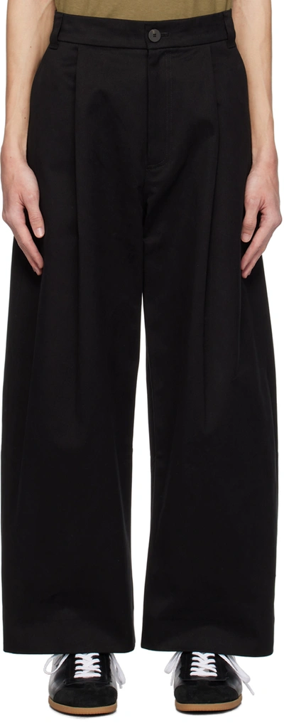 Studio Nicholson Sorte Cotton Trousers In Black